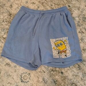 Nickelodeon Spongebob Squarepants Good Vibes Only Blue Sweat Shorts Womens L
